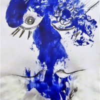 Blue Beauty Kim Okura Art on Paper, Mixed Media KOKVIE