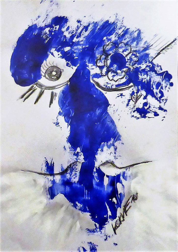 Blue Beauty Kim Okura Art on Paper, Mixed Media KOKVIE