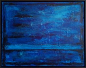 Blue Painting HEAVEN BRIDGE mixed media on canvas artist Kim Okura