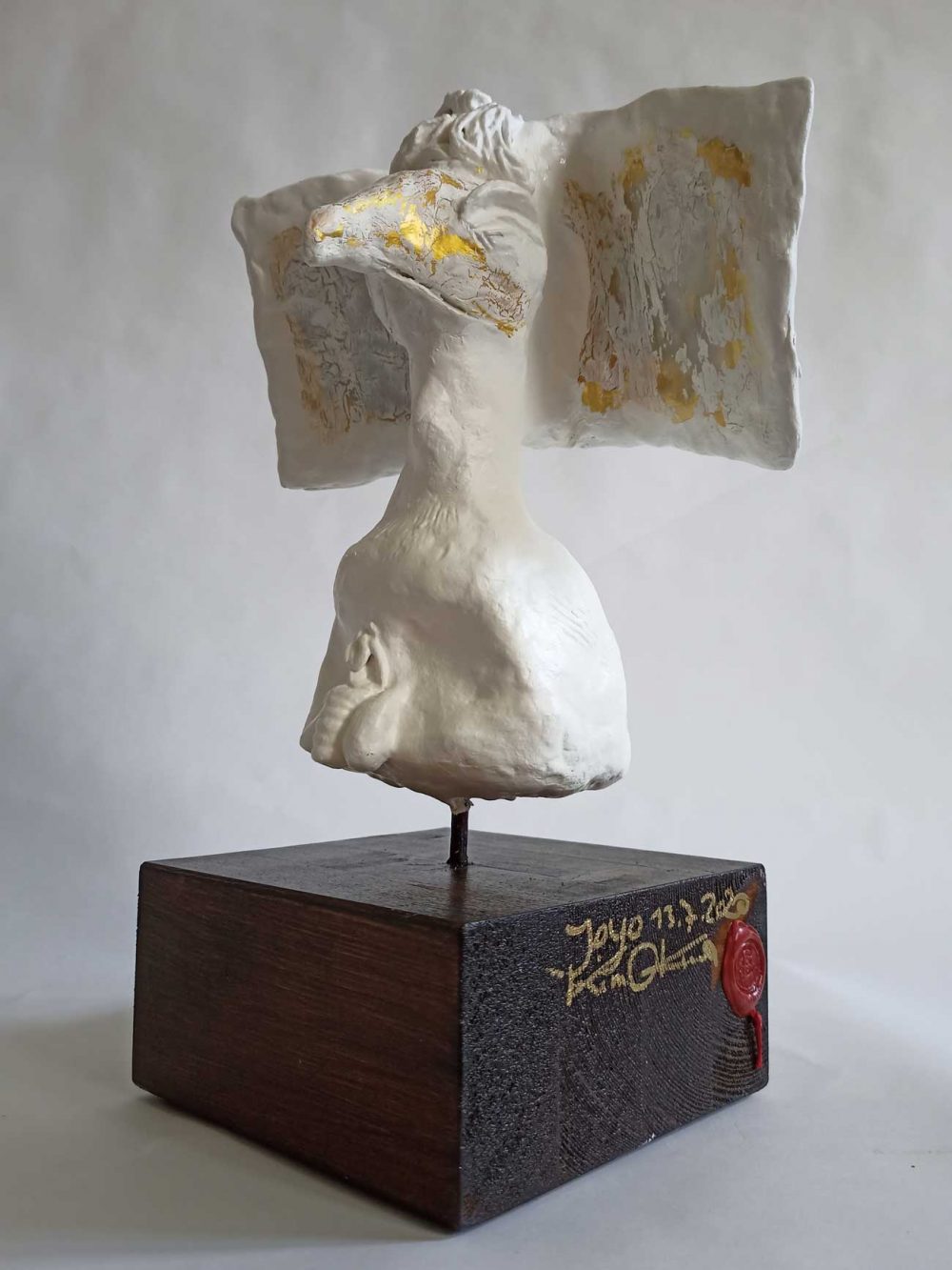 Joyo, neosacral sculpture on wooden base, great father, god father godfather, yang KIM OKURA 2020