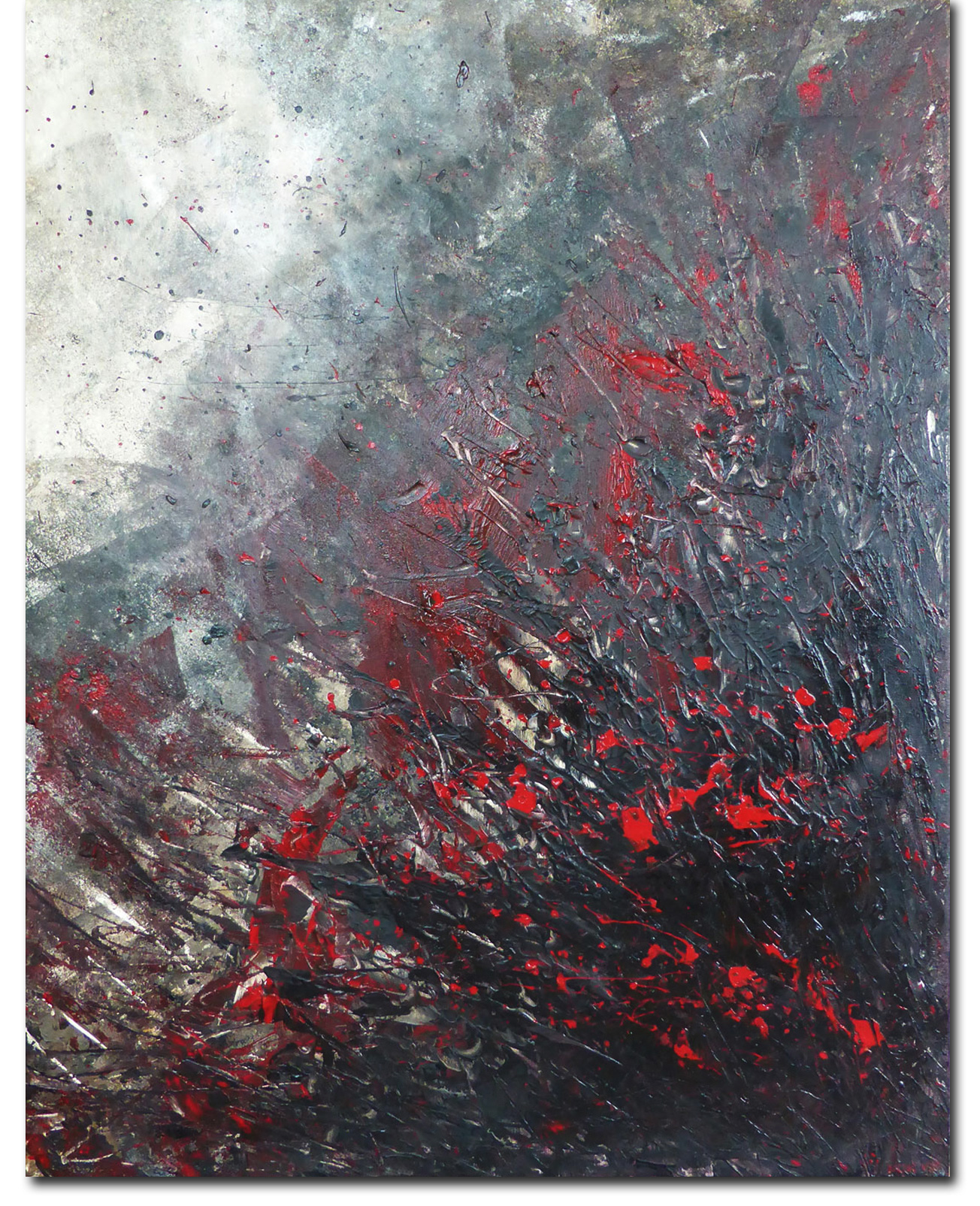 Kim Okura Malerei rot informel Bild Eruption
